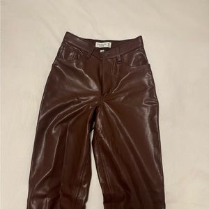 Abercrombie the straight 90s high-rise brown leather jeans long style curve love